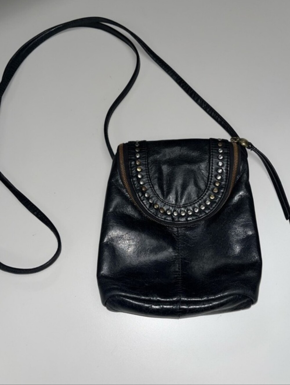 HOBO International Black Studded Leather Small Crossbody Bag